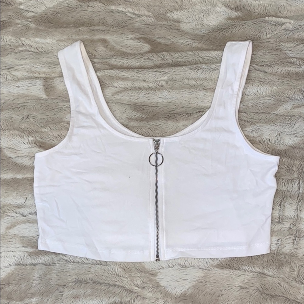 Zip front crop top